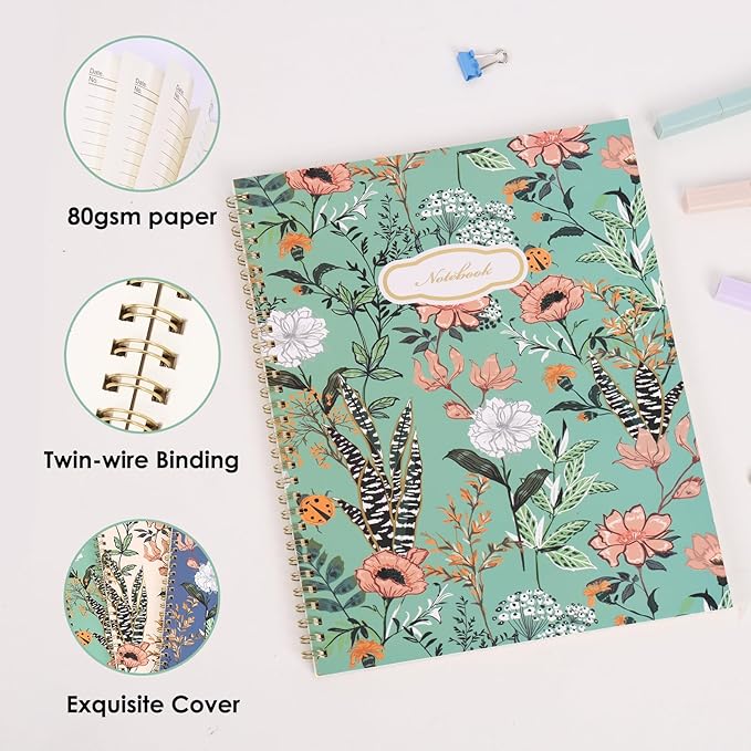 LABUK 3 Pack Spiral Notebook College Ruled Notebook 120 Pages A4 Aesthetic Journaling Notebooks for Work School Office Home, 8.5 x 11 Inches Notebooks for Valentine Gifts