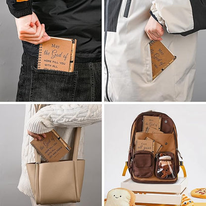 INSADA 10 Sets of Christian Spiral Notebooks Bulk Prayer Journals with Pens Small Notepad (5.43”x4.33”) - Easter Gifts for Church Members, Bible Study Groups & Church Families