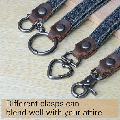 Fishent Denim Wristlet Keychain for Women Men, Cute Key Chain, Wrist Lanyards for Car Keys ID Badge Wallet Card Holder