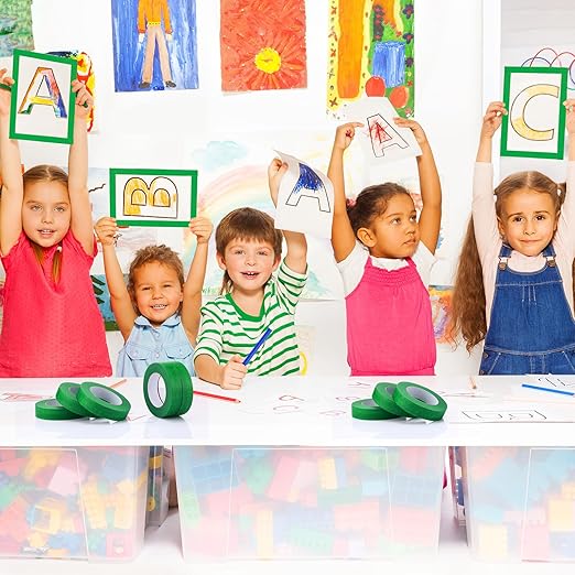 Fainne Green Painters Masking Tape Bulk 1 Inch x 55 Yard, General Purpose Paint Band Removable Adhesive Tape Multi Surface Roll for Painting Labeling School Supplies(30 Pcs)