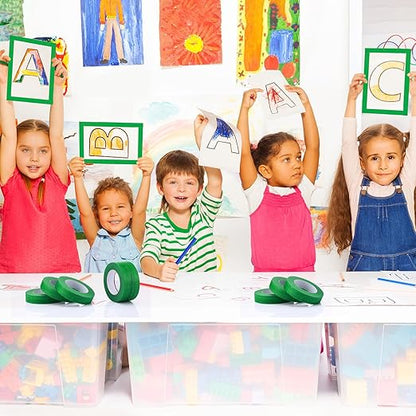 Fainne Green Painters Masking Tape Bulk 1 Inch x 55 Yard, General Purpose Paint Band Removable Adhesive Tape Multi Surface Roll for Painting Labeling School Supplies(30 Pcs)