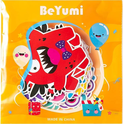 BeYumi 45Pcs Monster Cutouts Bulletin Board Decorations Set Colorful Cartoon Wall Decals Stickers DIY Cardstock Paper Cutout for Back to School Classroom School Nursery Bedroom Monster Birthday Party