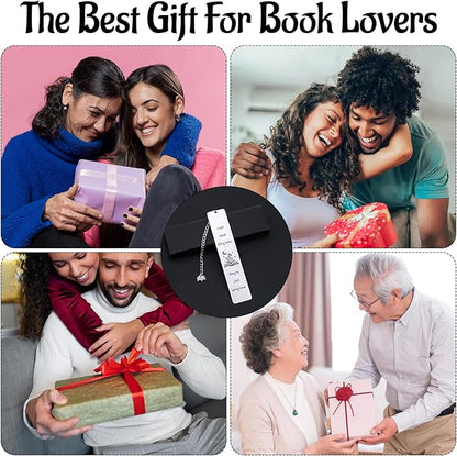 Fairytales Metal Bookmark for Women Men, Funny Bookmarks with Gift Box Book Lover Spicy Fancy Bookmarks Book Marks for Reading Gift Book Mark with Pendant for Book Lovers Friend(Silver)