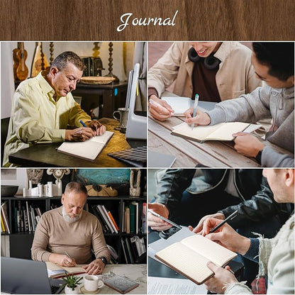 CAGIE Leather Vintage Journal for Men Soft Cover Lined Pages Notebook 180 Lay Flat for Writing Travel Diary, 5.7'' x 8.3'', Grey