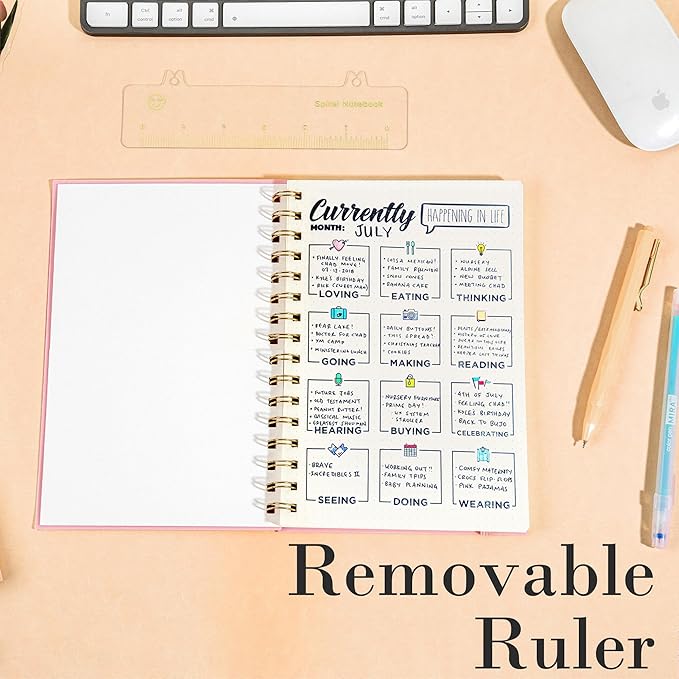 Dot Grid Spiral Notebook A5 Spiral Bullet Dotted Journal 160 Pages Thick Dot Paper Notebooks Plastic Hardcover Spiral Notebook 5x7 Wire Bound Notebooks for Note Taking School Office Supplies,Pink