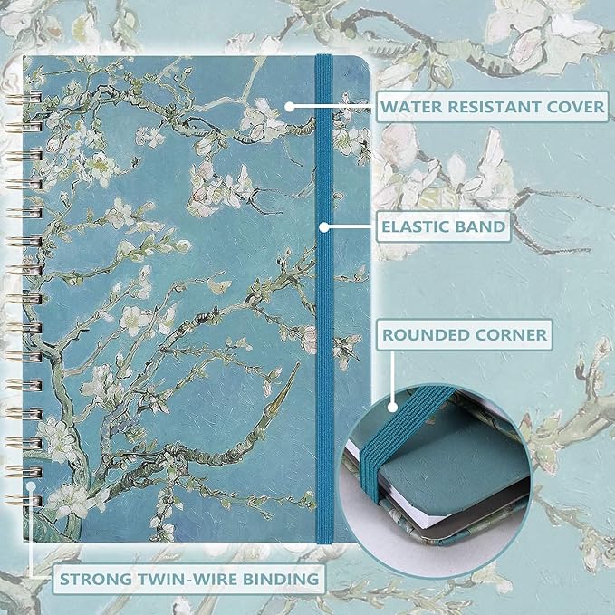 Ruled Notebook/Journal - Lined Journal with Premium Thick Paper, 8.5" X 6.4", College Ruled Spiral Notebook/Journal, Banded with Exquisite Inner Pocket, Waterproof Hardcover for Office, Home & School