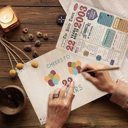 22nd Birthday Card Gifts for Her Him, Retro Gifts for 22 Year Old Male Female, 22nd Birthday Decorations Women Men