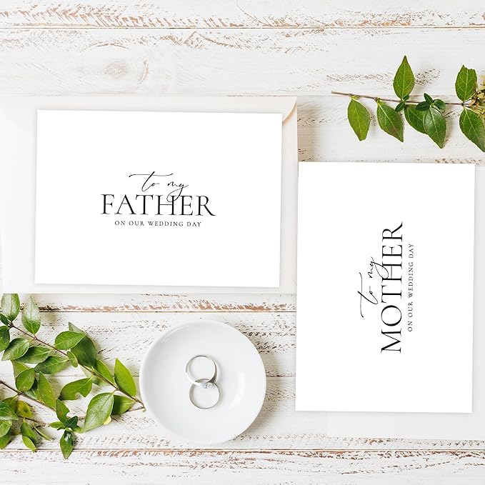 LADY&HOME Set of 2 Wedding Day Cards to Father and Mother,To My Father and Mother on My Wedding Day Card (A1:Father & Mother)
