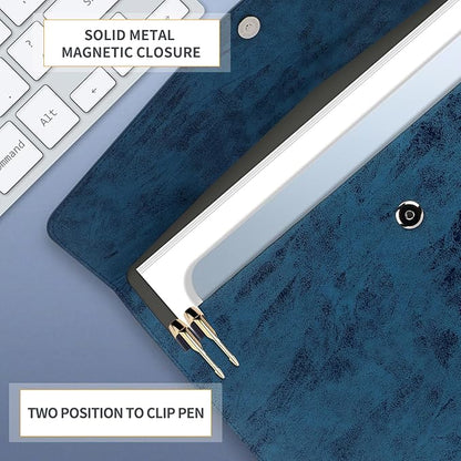 Toplive Document File Folder, Waterproof Thin PU Leather A4 Envelope Folder File Document Organizer Storage Case, Filing Envelope Folder with Magnetic Closure, Ash Blue