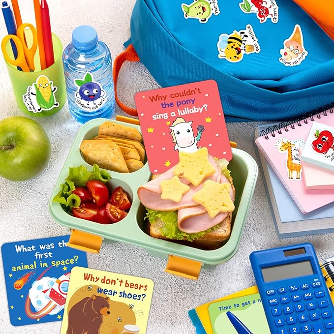 160 Joke Cards for Kids Lunch Box Jokes for Kids, Inspirational Lunch Notes for Boys Girls Students Lunch Notes Jokes Cards with 80 Reward Stickers for Teacher