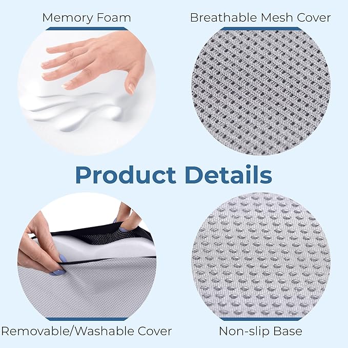 5 STARS UNITED Seat Cushion for Desk Chair - Tailbone, Coccyx Sciatica Pain Relief - Office Chair Cushions - Wheelchair Cushions - Car Seat Cushions - Pressure Relief Lifting Cushions