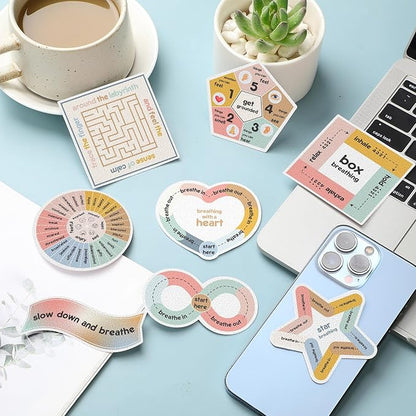 Libima 72 Pieces Anxiety Sensory Stickers Anxiety Textured Stickers Fidget Stickers Mindfulness Sticker School Counselor Supplies Adult Sensory Items Anxiety Relief, 9 Styles(Morandi Color)