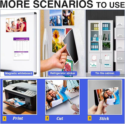 Printable Magnetic Sheets - 30 Glossy White Sheets - Make fridge magnets, Personality Labels, Crafts - 8.5" x 11"