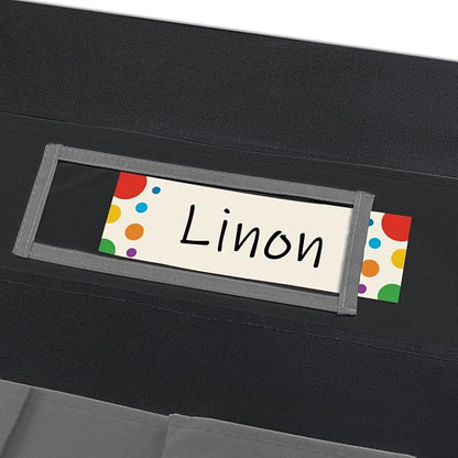 Black Chair Back Pocket School Seat Chair Storage Pocket Organizer with Label Slot Multiple Pockets for School Home Classroom Preschool Daycare