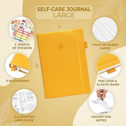 Clever Fox Self-Care Journal – Wellness & Daily Reflection Notebook – Mental Health & Personal Development Journal – Self-Care, Meditation & Mood Journal for Women & Men – Large (Amber Yellow)