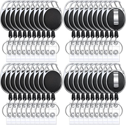Honoson Heavy Duty Retractable Badge Reels Batch ID Badge Holder Retractable Clip Bulk Card Key Holder with Ring for Office Worker Employee, Doctor Nurse Gifts(Black,30 Pcs)