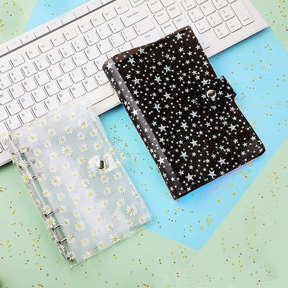 35 Pieces A6 Binder PVC Cover with 10 Clear Binder Pockets, Waterproof 6-Ring Budget Binder Envelopes System Budget Planner Organizer, Budget Sheets & Card Bags & Papers & Label for Cash Envelopes