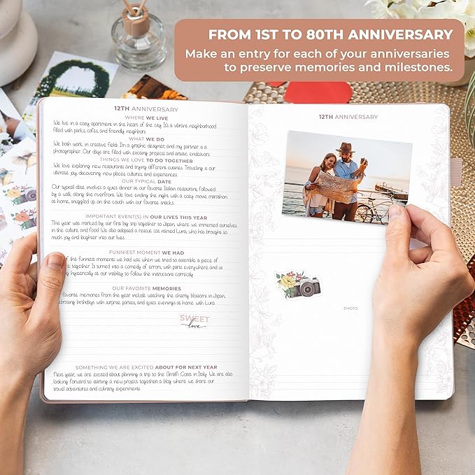 Clever Fox Anniversary Journal – Couple Memory Book & Photo Album with Writing Space – Wedding, Bridal Shower & Married Couple Gifts (Rose Gold)