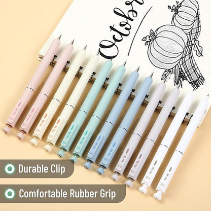 Mr. Pen- Retractable Gel Pens, 12 Pack, Black Ink, Soft Pastel Barrel Gel Pens Fine Point 0.5mm, Retractable Pen, Cute Pen
