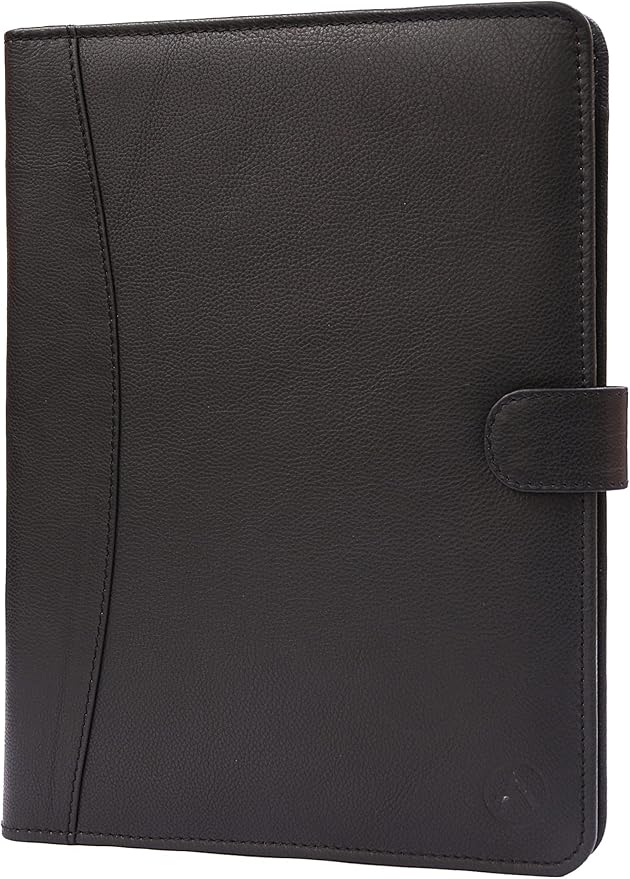 TheAntiq Leather Portfolio Organizer - Professional Business Padfolio for Men & Women, Stylish Resume Folder, A4/Letter Size Document Holder, Legal Pad Folio, Executive Black Leather Business Folder