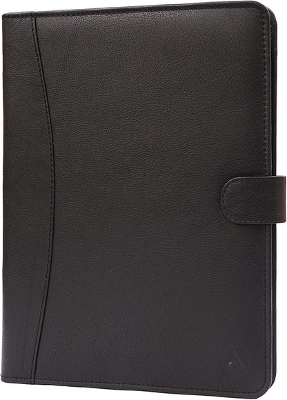 TheAntiq Leather Portfolio Organizer - Professional Business Padfolio for Men & Women, Stylish Resume Folder, A4/Letter Size Document Holder, Legal Pad Folio, Executive Black Leather Business Folder