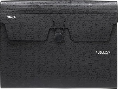 Five Star Expanding File Organizer, 6-Pocket Accordian File Organizer, Bungee Closure, Holds 11" x 8-1/2", Black (72391)