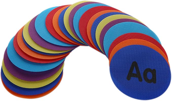 Carpet Markers 5" for Kids, Multicolor Spot Circle Markers for Classroom Teachers, Preschool and Kindergarten (26 Packs of Alphabet)