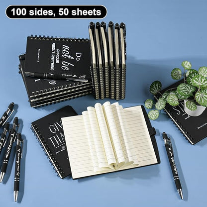 INSADA Christian Prayer Journal Spiral Black Notebooks Bulk Small Notepad with Pens - Small Notepads (4.13”x5.43”) - Easter Gifts for male, Church Members & Bible Study Groups (30 sets Black)