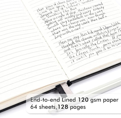 feela 3 Pack Notebooks Journals Bulk with 3 Black Pens, A5 Hardcover Notebook Classic Ruled Lined Journal Set with Pen Holder for Work Business Journaling Note Taking, 120 GSM, 5.1”x8.3”, Black