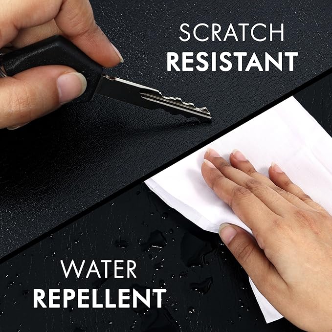 Elizo Leather Desk Mat Desk Pad Blotter Set - Real Full-Grain Leather (32x16) 2-Layer Genuine Desk Cover Protector & Large Mouse Pad | Computer Keyboard Desk Accessories for Office & Home Carbon