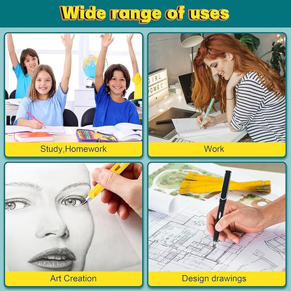 12Pack Forever Pencils for Kids Writing, Infinity Pencil Cute Inkless Everlasting Pencil with Eraser for Sketching (Black)