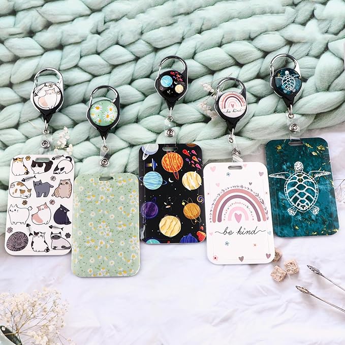 School Teachers Breakaway Lanyard for ID Badge Rainbow Badge Holder & Retractable Badge Reel Cute Boho Floral Key Lanyard for Women Girls Nurse Preppy Keychain Lanyard ID Holder(Be Kind)