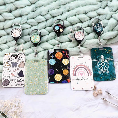 School Teachers Breakaway Lanyard for ID Badge Rainbow Badge Holder & Retractable Badge Reel Cute Boho Floral Key Lanyard for Women Girls Nurse Preppy Keychain Lanyard ID Holder(Be Kind)