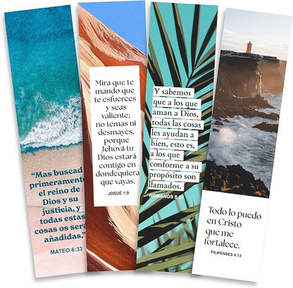 Spanish Christian Verses Bookmarks, 8x2inch Variety Pack Bookmarks, Christian Bookmark, Page Marker Divider, Christian Gifts for All Occasions Divisor de lectura (Quantity of 12)