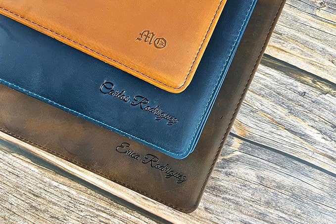 Personalized Leather Portfolio for Men, Engraved Leather Clipboard Portfolio Binder, Custom Leather Resume Padfolio for Women, Christmas Gift for His/Her(Clipboard, Brown-Custom)