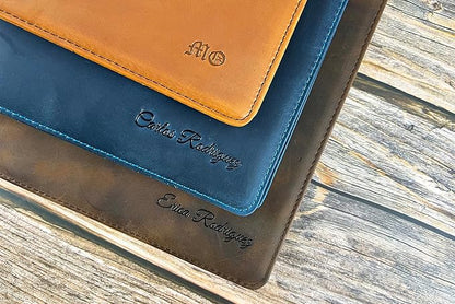 Personalized Leather Portfolio for Men, Engraved Leather Clipboard Portfolio Binder, Custom Leather Resume Padfolio for Women, Christmas Gift for His/Her(Clipboard, Brown-Custom)