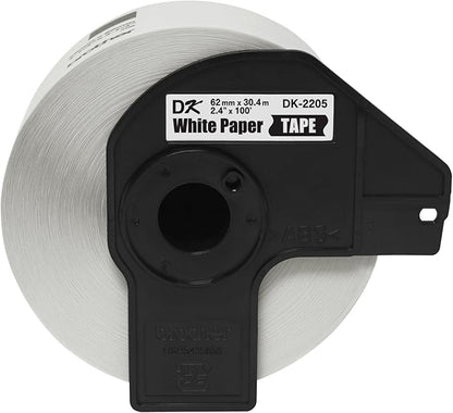 Brother Genuine, DK-2205 Continuous Paper Label Roll, Cut-to-Length Label, 2.4” x 100 Feet, (1) Roll Per Box (Pack of 2)