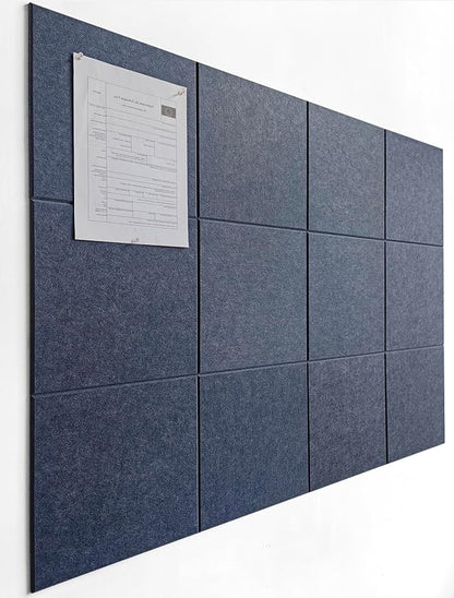 Large Cork Board Alternative - 47"x35" 12 Pack Felt Wall Tiles with Safe Removable Adhesive Tabs, Cork Wall Tiles Cork Board for Home Office Pin Board Tack Board 48 x 36 - Denim