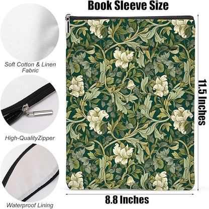 Botanical Book Sleeve, Classic Flower Book Covers for Paperbacks, Floral Book Pouch Book Protector, Book Lovers Gifts for Women Girls Boss, Book Accessories Book Club Gifts Christmas Birthday Gifts