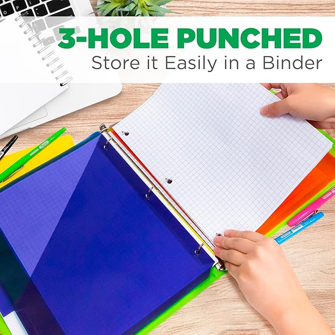 Graph Paper, Filler Paper Loose leaf Graph Paper - 8” x 10.5" - Graph Ruled, 4x4 Quad Ruled Notebook Paper, 3 Hole Punched Loose leaf Papers for 3 Ring Binders - 100 Sheets per Pack (12 Pack)