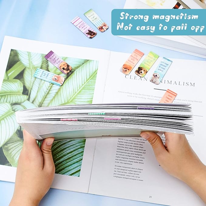 Zonon 24 Pieces Christian Magnetic Bookmarks Magnet Page Markers Christian Bookmarks Puppy Bookmarks Assorted Book Markers Set for Teachers Reading Supplies