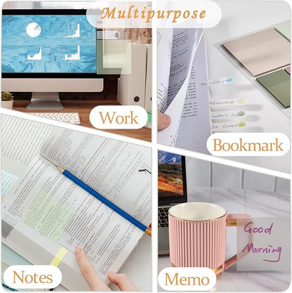 BAYTORY 700 Sheets Transparent Sticky Notes, Clear Waterproof 3 x 3 inch See Through Memo Pad, Self-Adhesive Translucent Writable Index Tabs for Annotating Books, Office & School Study Supplies