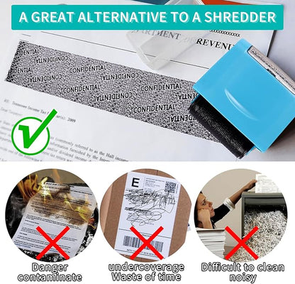 Identity Theft Protection Roller Stamp - Wide Confidential Roller Stamp with 3 Pack Refill Inks for Anti Theft Protection, Confidential Privacy Security, Address Blocker (Blue)
