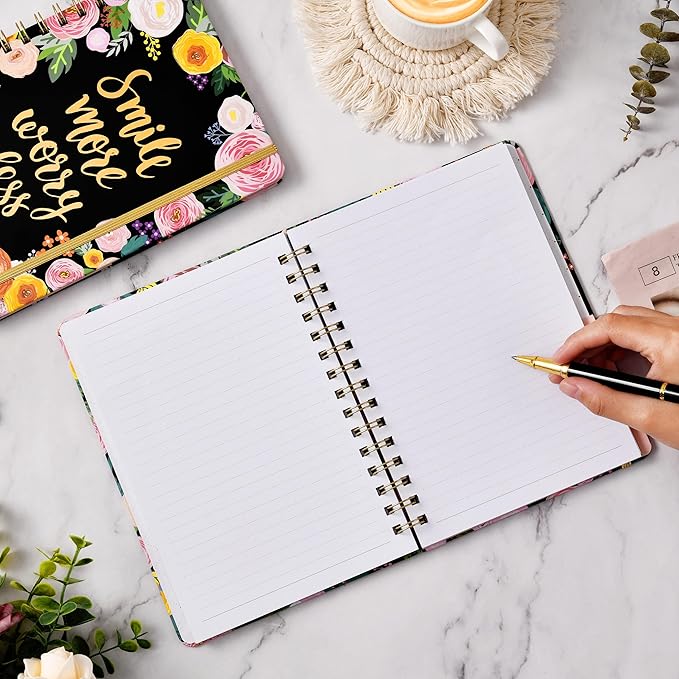 Frasukis Ruled Journal/Notebook- Lined Journal, 8.5" X 6.4", Ruled Spiral Notebook/Journal, Banded with Waterproof Hardcover, Journal for Women, Exquisite Inner Pocket for School, Office & Home