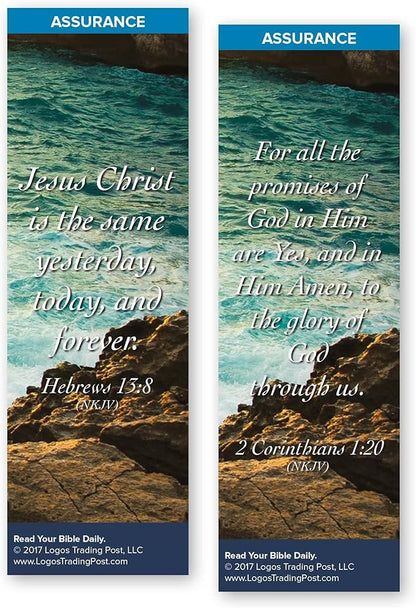 Christian Bookmark with Bible Verse, Pack of 25, Assurance Themed, Jesus Christ is the Same Yesterday, Today and Forever, Hebrews 13:8