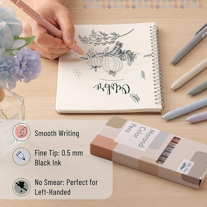 Mr. Pen - Retractable Fine Point Gel Pens, 6 Pack, Morandi Barrels, Fast Dry Ink, Cute Aesthetic Pens for Journaling