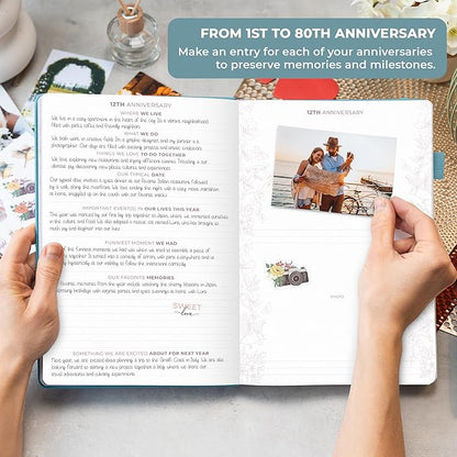 Clever Fox Anniversary Journal – Couple Memory Book & Photo Album with Writing Space – Wedding, Bridal Shower & Married Couple Gifts (Aquamarine)