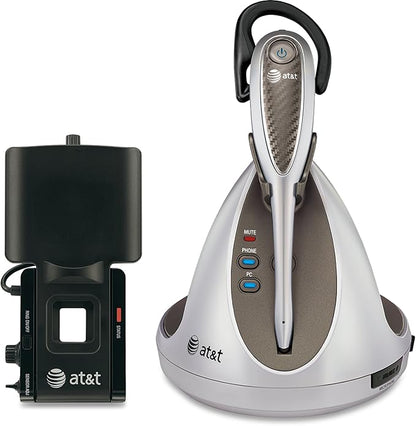 AT&T TL7912 DECT 6.0 Cordless Headset with Softphone Call Manager and Handset Lifter, Silver, Silver/gold
