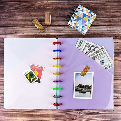 Discbound Dividers with Pockets Discbound Notebook 7x9.25'' Divider 9 Disc Bound Classic Size Planner Inserts Pocket 5pcs Plastic Index Dividers for Binder Folder Office