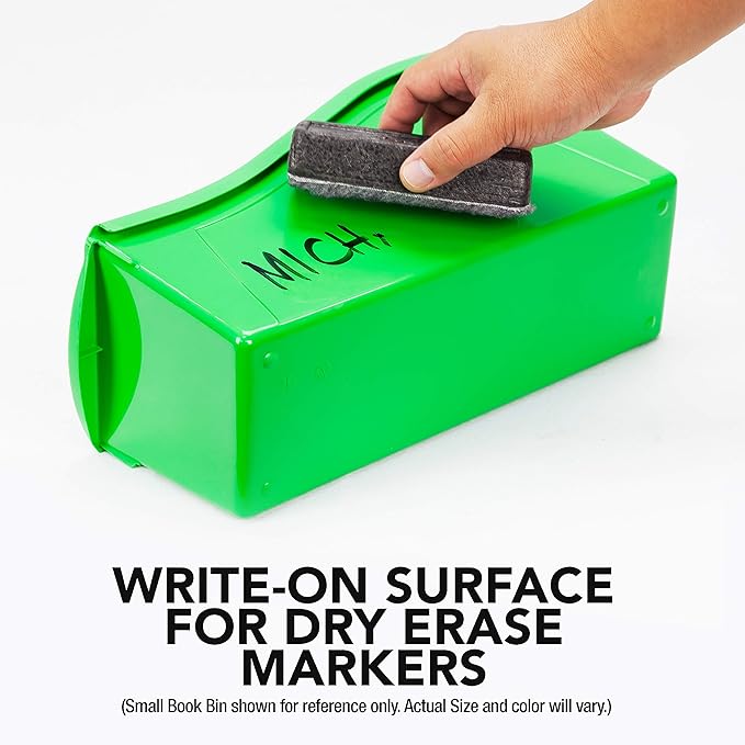 Storex Large Book Bin, Interlocking Plastic Organizer for Home, Office and Classroom, Teal, 6-Pack (71120U06C)